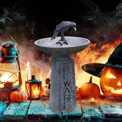 Huntermoon Garden Statue Sculpture Multi-Purpose Crows Black Halloween Home Decor Polyresin Bird Bath