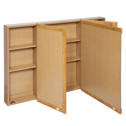 Design House 48" Wood Mirrored Wall Mount Bathroom Medicine Cabinet, Nutmeg Oak