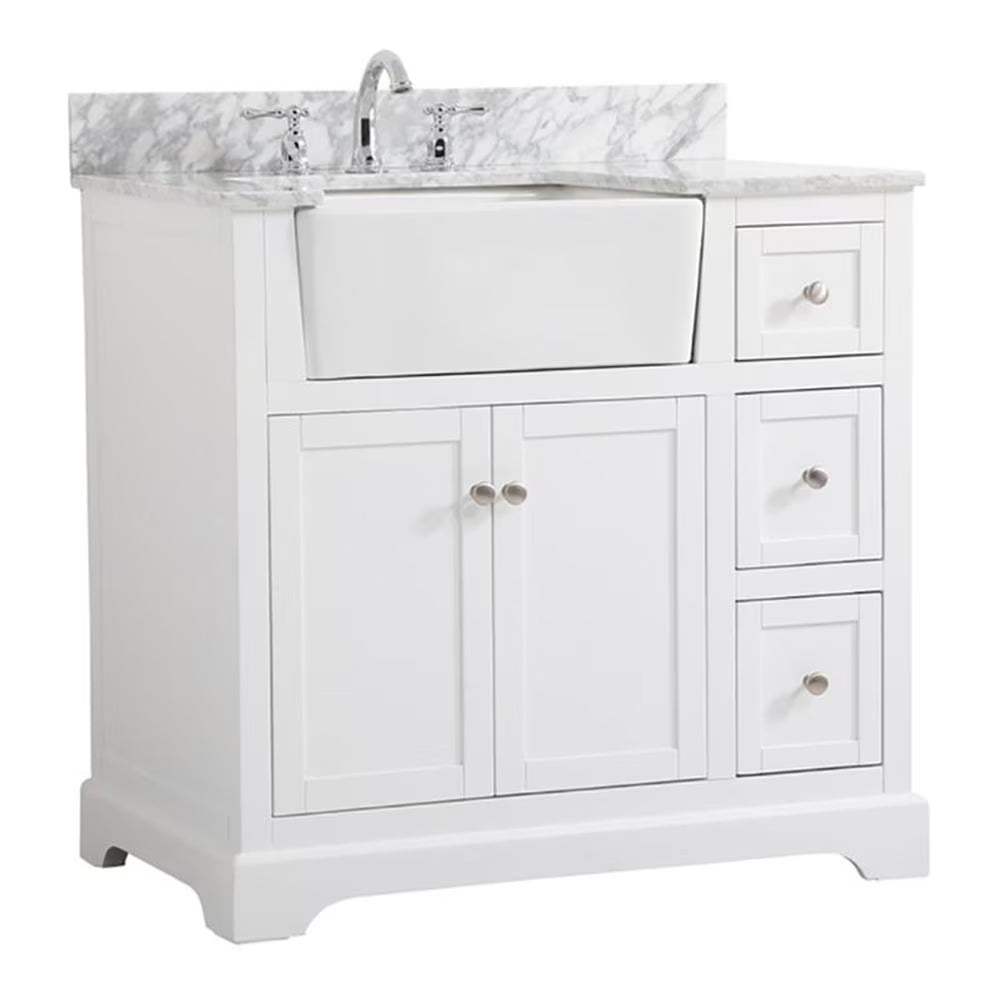 Elegant Decor Franklin 36" MDF Single Bathroom Vanity with Backsplash in Blue
