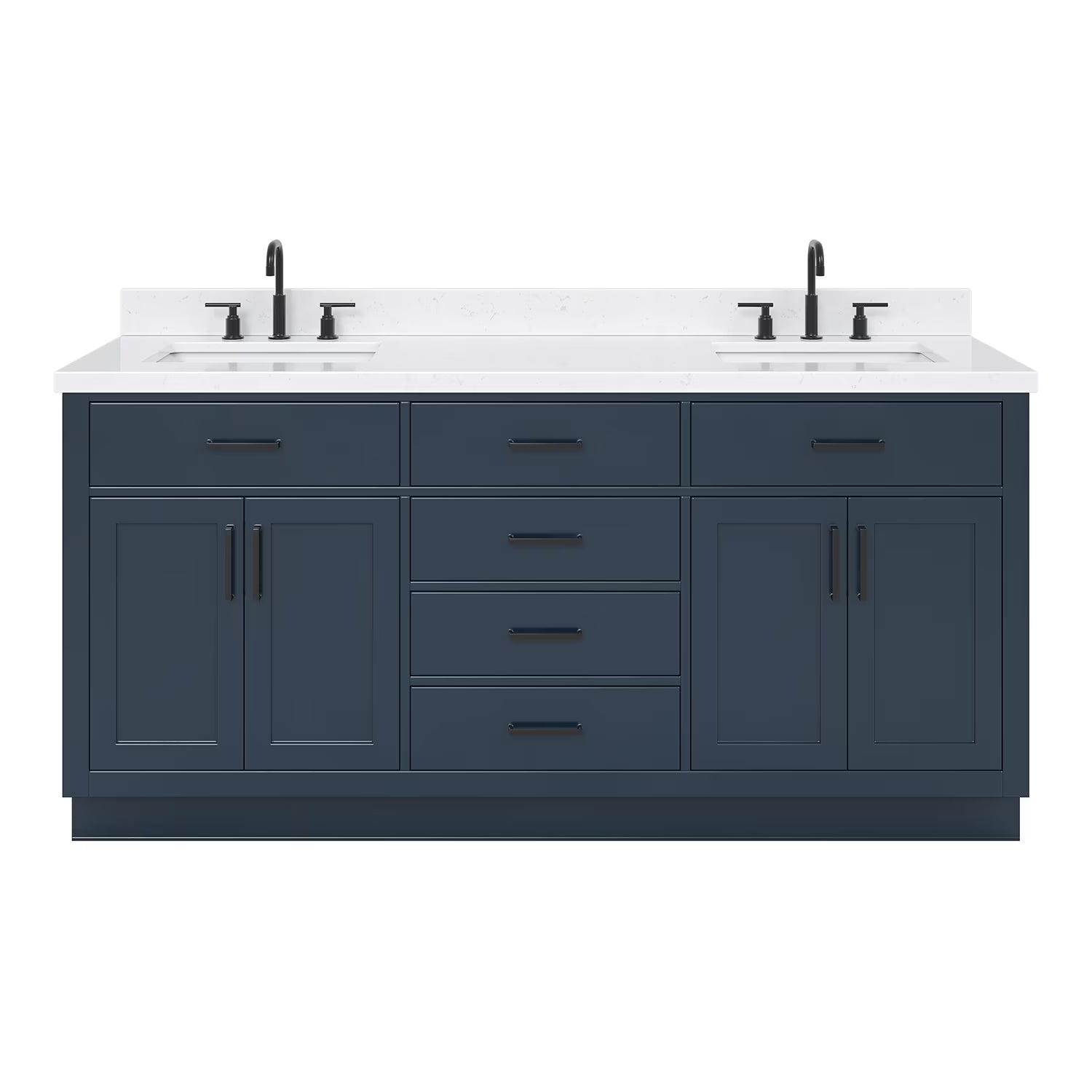 ARIEL Hepburn 72 Inch Double Rectangle Sink Bathroom Vanity With Carrara White Quartz Countertop 1.5 Inch Edge In Oak