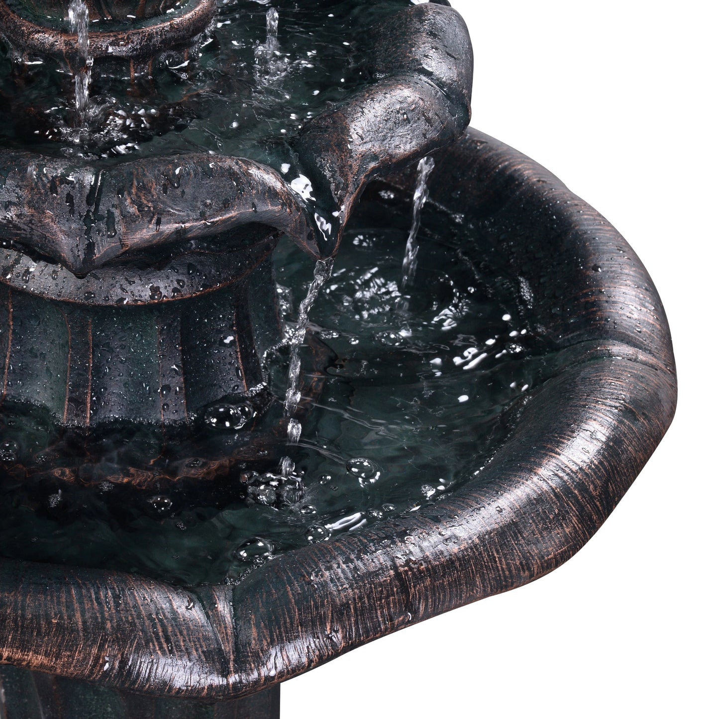 Teamson Home 37.8" 3-Tier Lily Birdbath Water Fountain