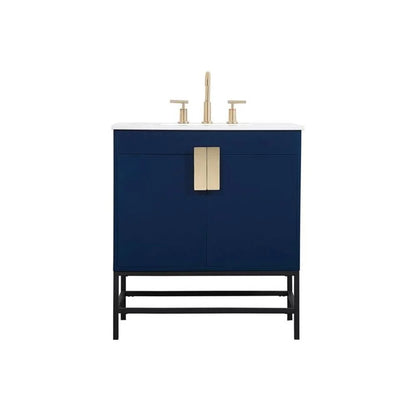 Elegant Decor Eugene 30" Aluminum MDF Single Bathroom Vanity in Blue