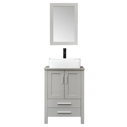 PULUOMIS 24'' Single Bathroom Vanity with Manufactured Wood Top with Mirror, Gray