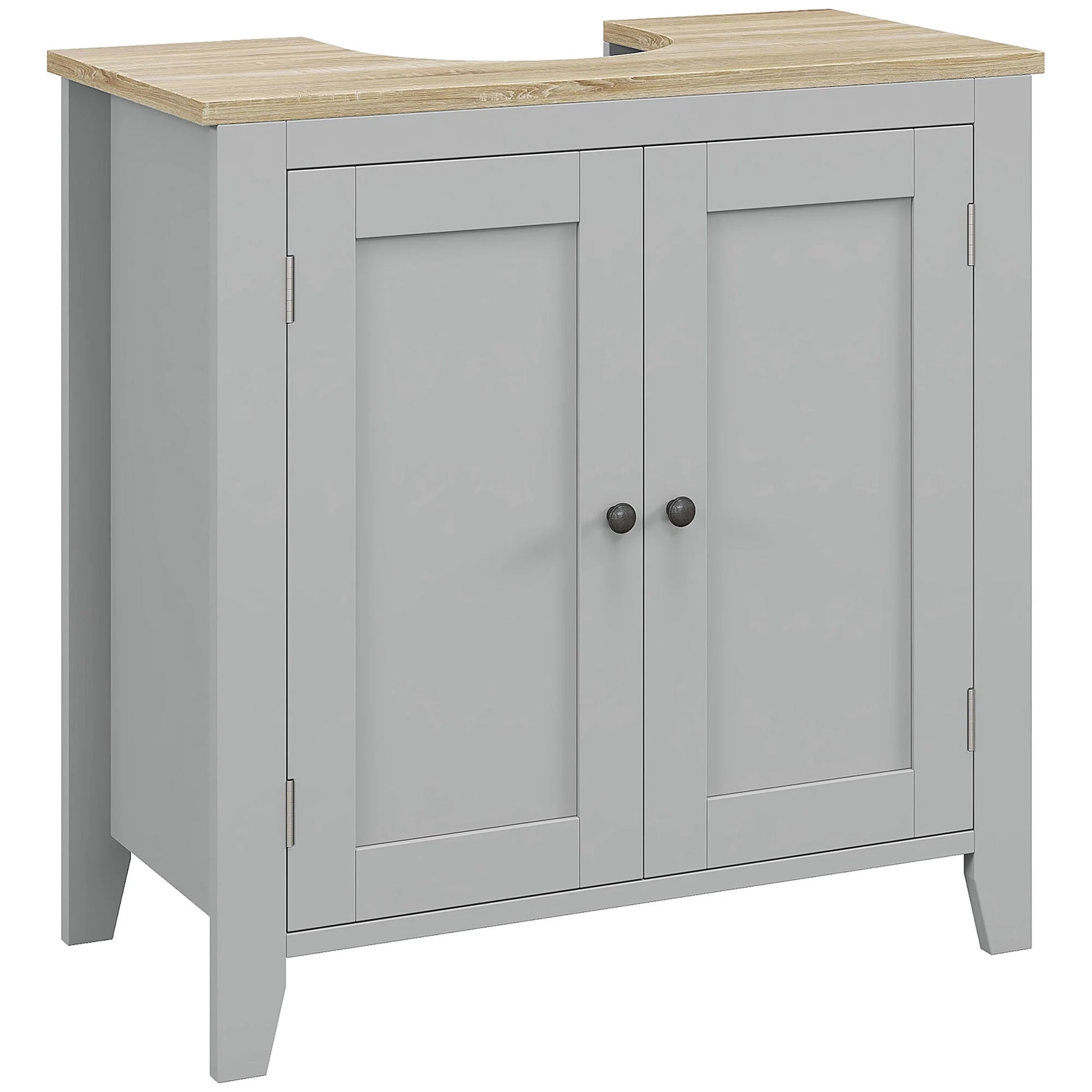 Kleankin Pedestal Sink Storage Cabinet, Under Sink Cabinet, Bathroom Vanity Cabinet with U-Shape and Adjustable Internal Shelf, White