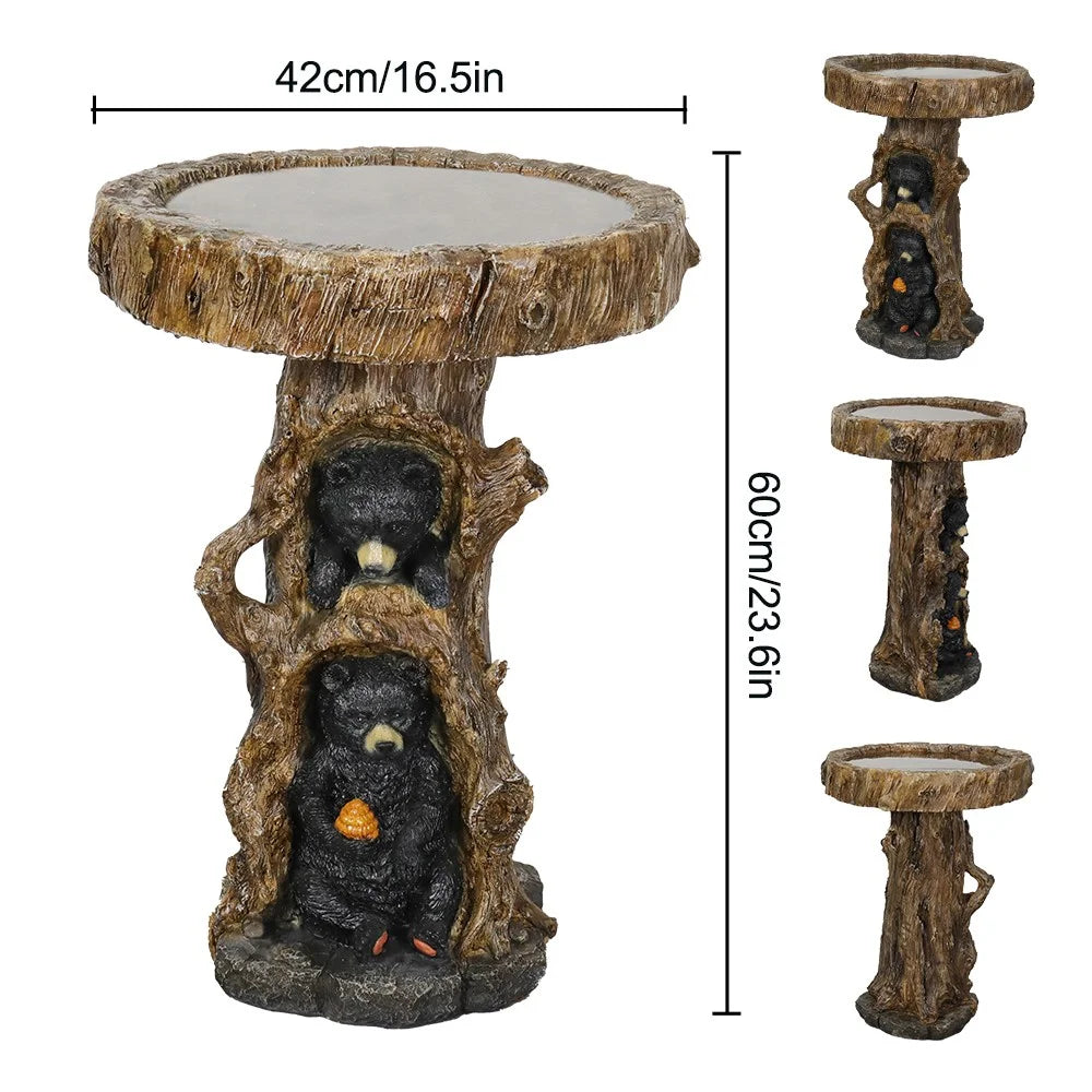 23.6��Tall Resin Outdoor Bird Baths for Garden - Outdoor Standing Birdbath with Bear Statue, Pedestal Birdbaths for Outdoors, Garden, Patio, Lawn, Backyard