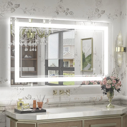 Frameless Frontlit LED Anti-fog Bathroom Vanity Mirror 96x36 inch