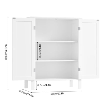 Homfa Bathroom Cabinets Freestanding, Bathroom Storage Floor Cabinet, White Storage Cabinets with Doors and Shelves