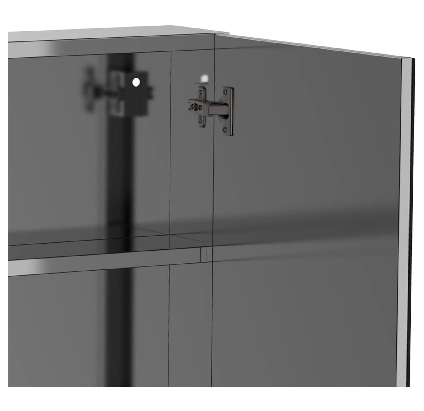 Alieon Bathroom Mirrored Cabinet, 24"x26" Stainless Steel Frame Medicine Cabinet, Wall-Mounted Storage Organizer with Double Doors, Silver