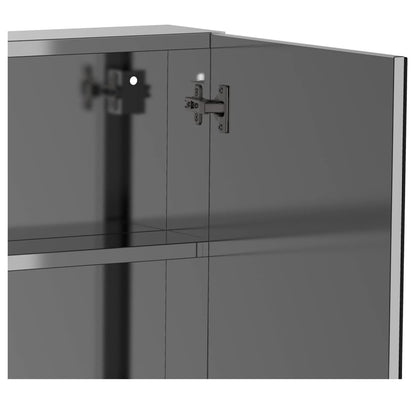 Alieon Bathroom Mirrored Cabinet, 24"x26" Stainless Steel Frame Medicine Cabinet, Wall-Mounted Storage Organizer with Double Doors, Silver