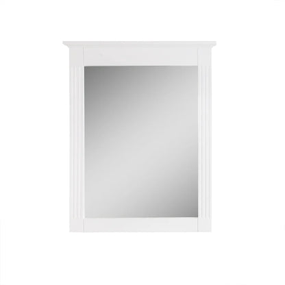 Forclover 33" x 26" 2 PCS Rectangle Wall-Mounted Vanity Mirror, Solid Wooden Framed Makeup Mirror, Bathroom Wall Mirror Apply to Bathroom Living Room Entryway, White