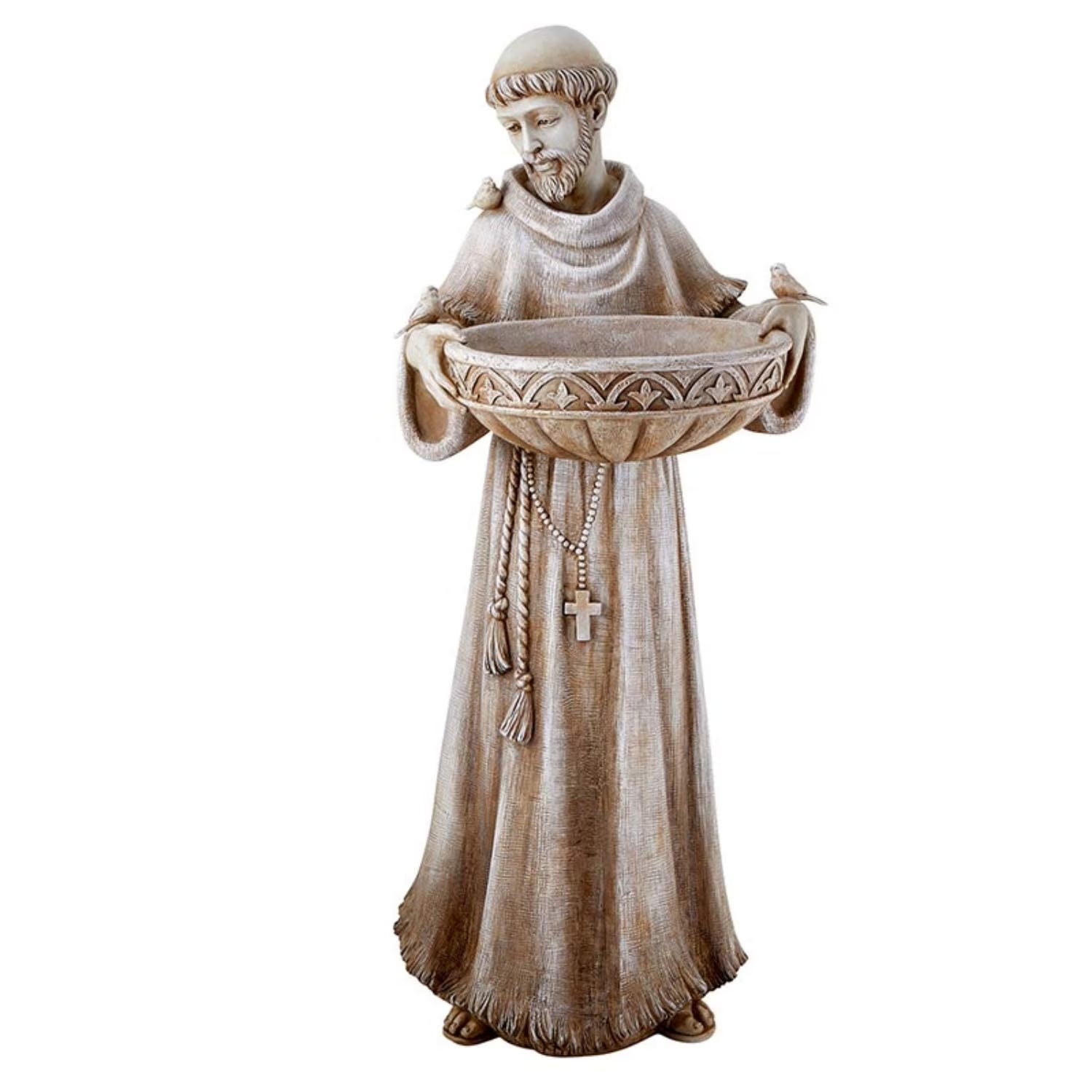 Saint Francis Bird Bath & Feeder Statue, Outdoor D��?cor, 24 Inches