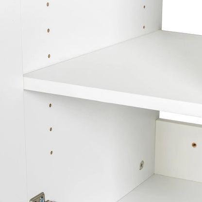 Wall Mounted Storage Cabinet, Kitchen Bathroom Wall Cabinet with Adjustable Shelves, Upper Stackable Storage Cabinet with 3 Doors, 15.75 "D x 35.43" W x 19.69 "H, White