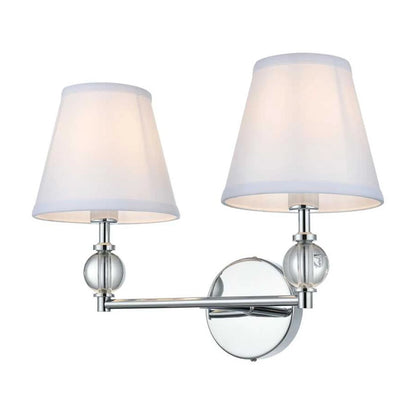 Bethany 2 lights bath sconce in black with white fabric shade