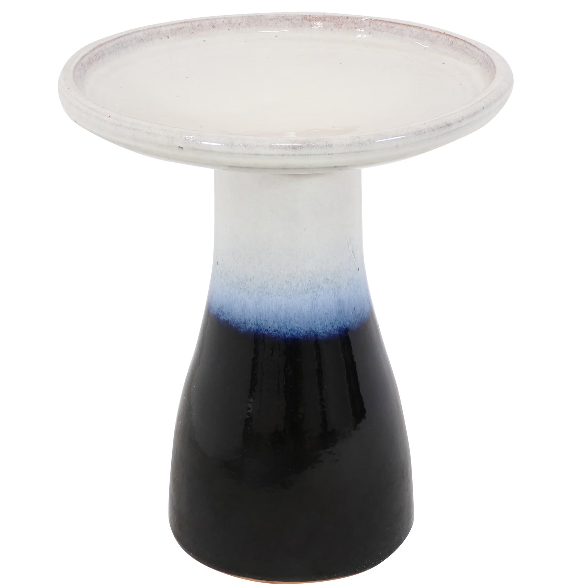 Sunnydaze Freestanding Ceramic Outdoor Bird Bath, Glazed, UV-Resistant Galaxy Blue Finish