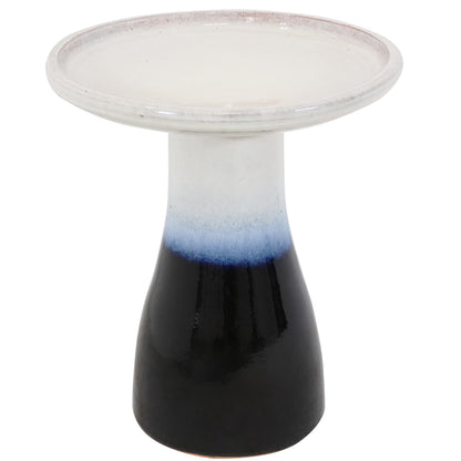 Sunnydaze Freestanding Ceramic Outdoor Bird Bath, Glazed, UV-Resistant Galaxy Blue Finish