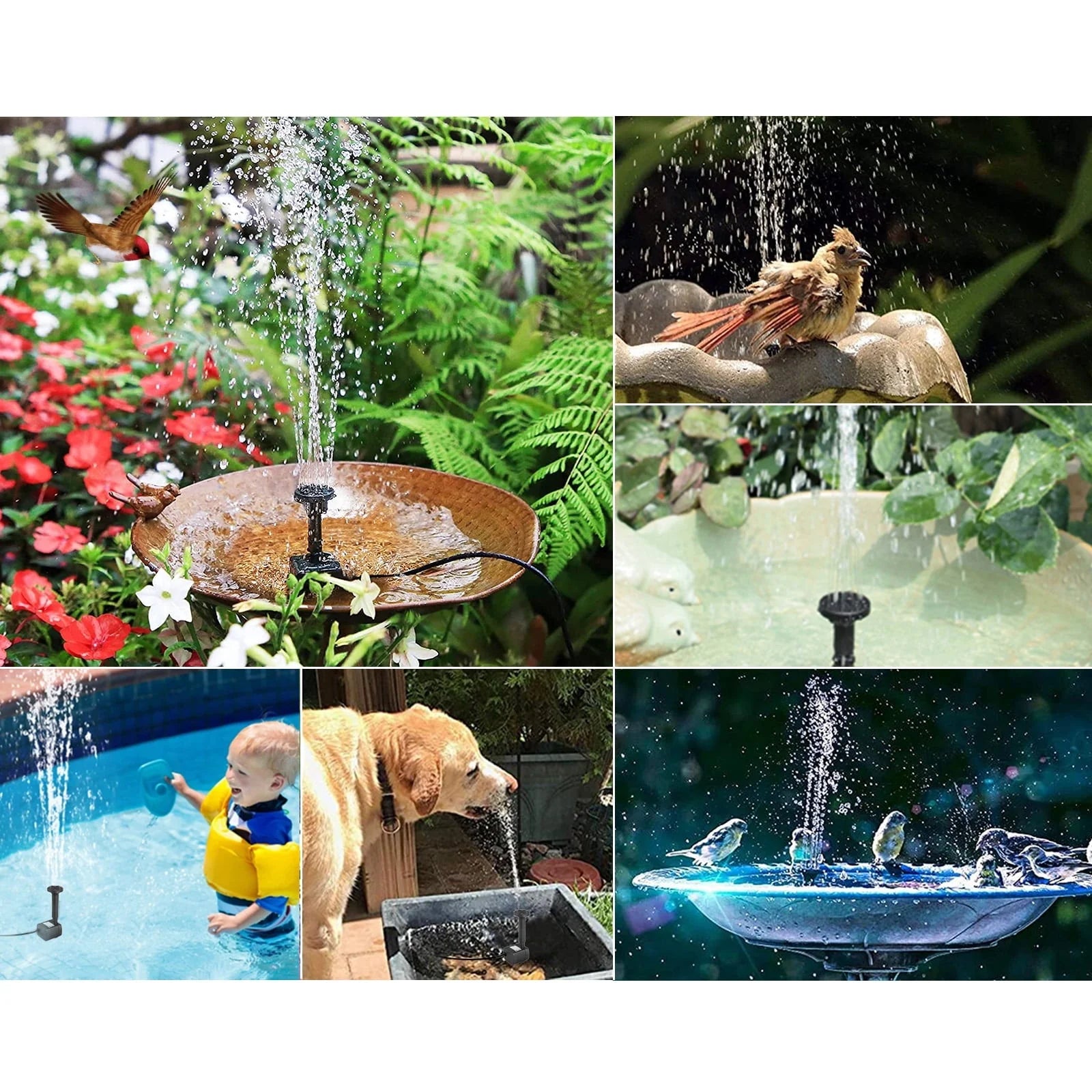 TSV Solar Fountain Water Pump, 1.2W Solar Powered Bird Bath Fountain, Submersible Water Pump Kit Solar Panel Kits for Outdoor Pool, Small Pond, Garden Fish Tank, 150L/H