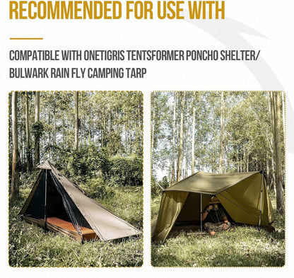 1-Person Ultralight Mesh Teepee Tent with Waterproof Bathtub Floor, Screen Room for Outdoor Camping, Hiking, Backpacking, Bushcraft, and Hot Tent Shelter