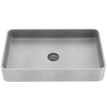 VIGO Basilica Gothic Gray Concreto Stone 23 in. L x 14 in. W x 4 in. H Rectangular Vessel Bathroom Sink
