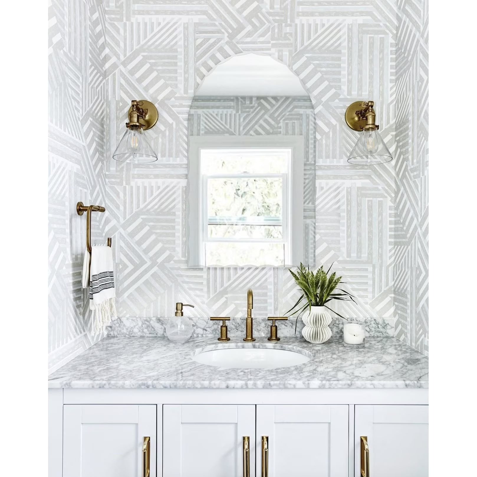 Decor Wonderland Rita Arch Modern Frameless Bathroom Vanity Mirror 39.5" W x 31.5" T