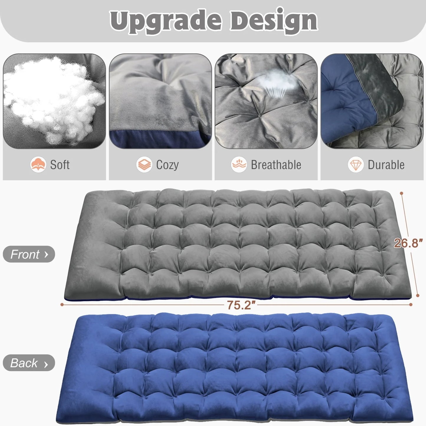 MOPHOTO 75" Adult Camping Cot Folding Cot, Portable Heavy Duty Adjustable 4-Position Sleeping Bed, Outdoor Patio Folding Lounge Chair for Sunbathing with Mattress