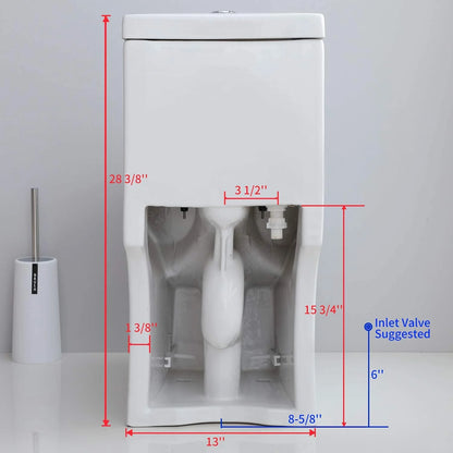 HOROW Upgraded One Piece Ultra Ceramic 0.8/1.28+ GPF Dual Flush Small Compact Toilets for Bathrooms