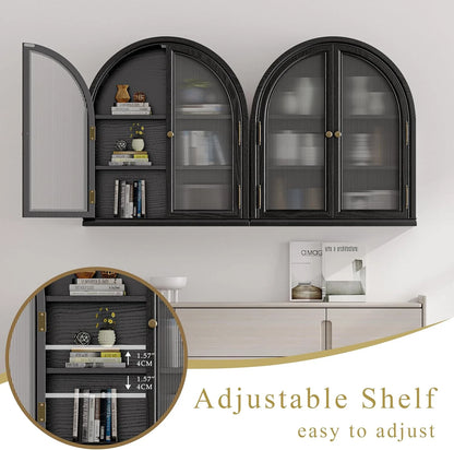 ANHDAH Arched Wall Cabinet Over Toilet, 2-Door Modern Medicine Storage with 2 Shelves. Space-Saving Mounted Organizer for Bathroom Towels & Cosmetics.