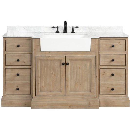 Ari Kitchen & Bath Kelly 60" Solid Wood Bathroom Vanity in Weathered Fir