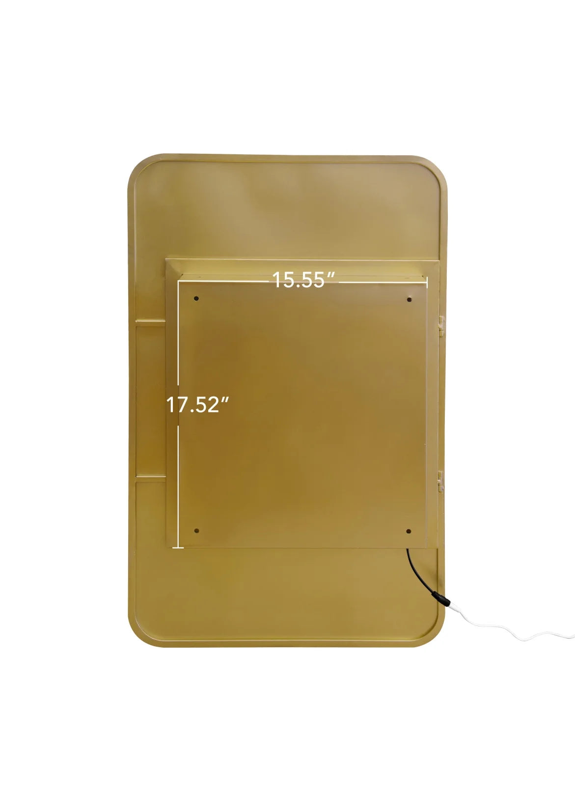 21x34 Inch Gold Medicine Cabinet with LED Mirror, Wall Mounted Bathroom Storage with Adjustable Glass Shelves, Recessed or Surface Mount Design
