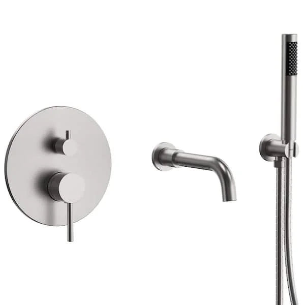 EVERSTEIN Single-Handle 2-Spray Tub and Shower Faucet with Waterfall Bathtub Faucet in Brushed Nickel (Valve Included)