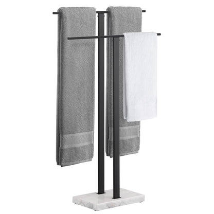KES Freestanding Towel Rack for Bathroom 2-Tier, Floor Towel Stand with Heavy Marble Base, 18/8 Stainless Steel Brushed, WMBTR003BS