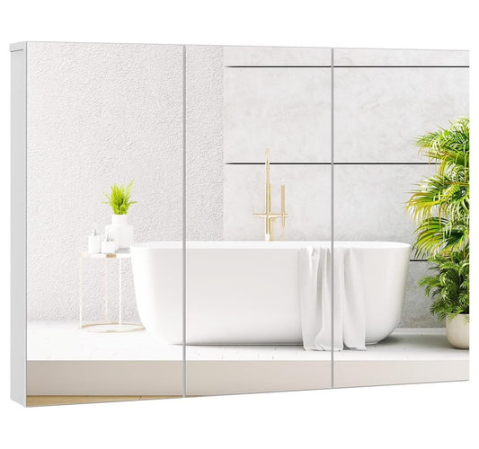 Mirrored Medicine Cabinet, Large Wide Wall Mounted Storage Cabinet with 3 Mirror Doors & Adjustable Shelf, 36 x 4.5 x 25.5 Inch, Bathroom Mirror Medicine Cabinet (36 x 25.5 Inch)