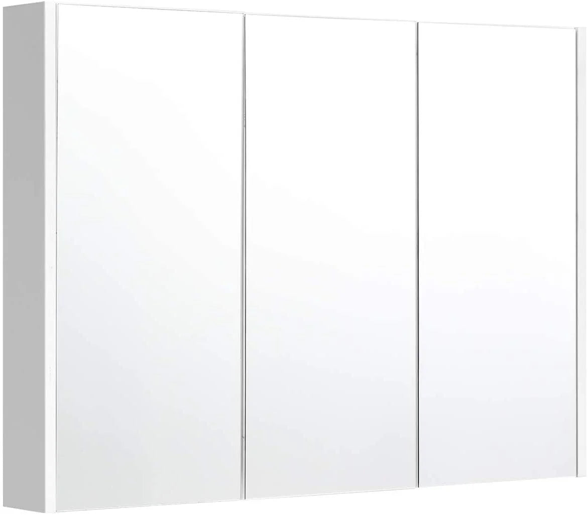 Giantex Large Mirrored Medicine Cabinet, Bathroom Wall Mounted Storage Cabinet with Triple Mirrored Doors and Adjustable Shelves, Ideal for Bathroom, Living Room, 36 x 4.5 x 25.5 inches (White)