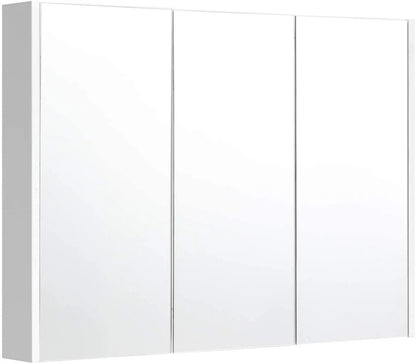 Giantex Large Mirrored Medicine Cabinet, Bathroom Wall Mounted Storage Cabinet with Triple Mirrored Doors and Adjustable Shelves, Ideal for Bathroom, Living Room, 36 x 4.5 x 25.5 inches (White)