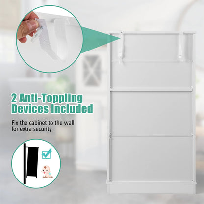 Costway Bathroom Storage Cabinet Linen Storage Cabinet with Doors and Adjustable Shelves White