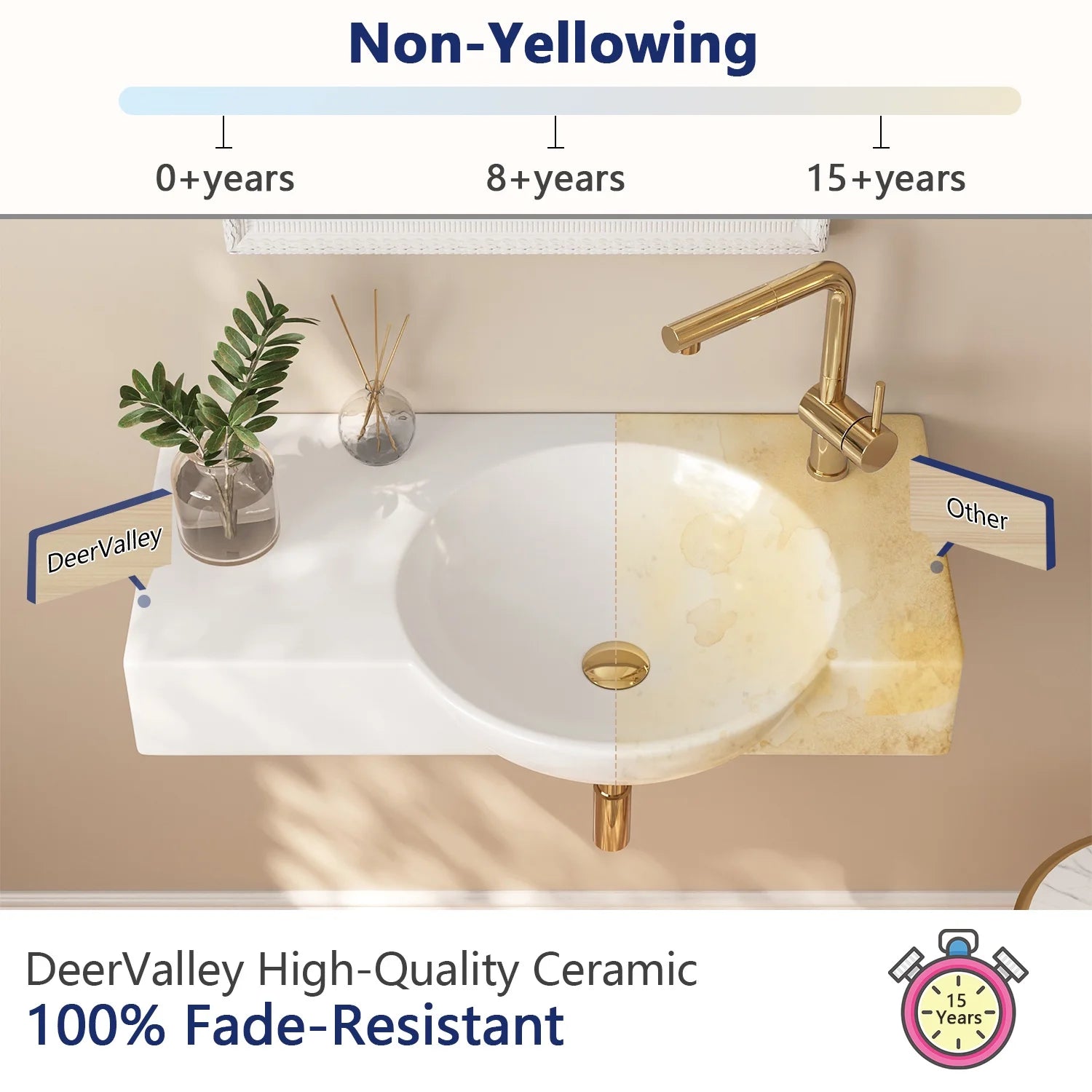 DeerValley DV-1WS0125 30" x 18" White Rectangular Vitreous China Wall Mount Bathroom Sink with Faucet Hole