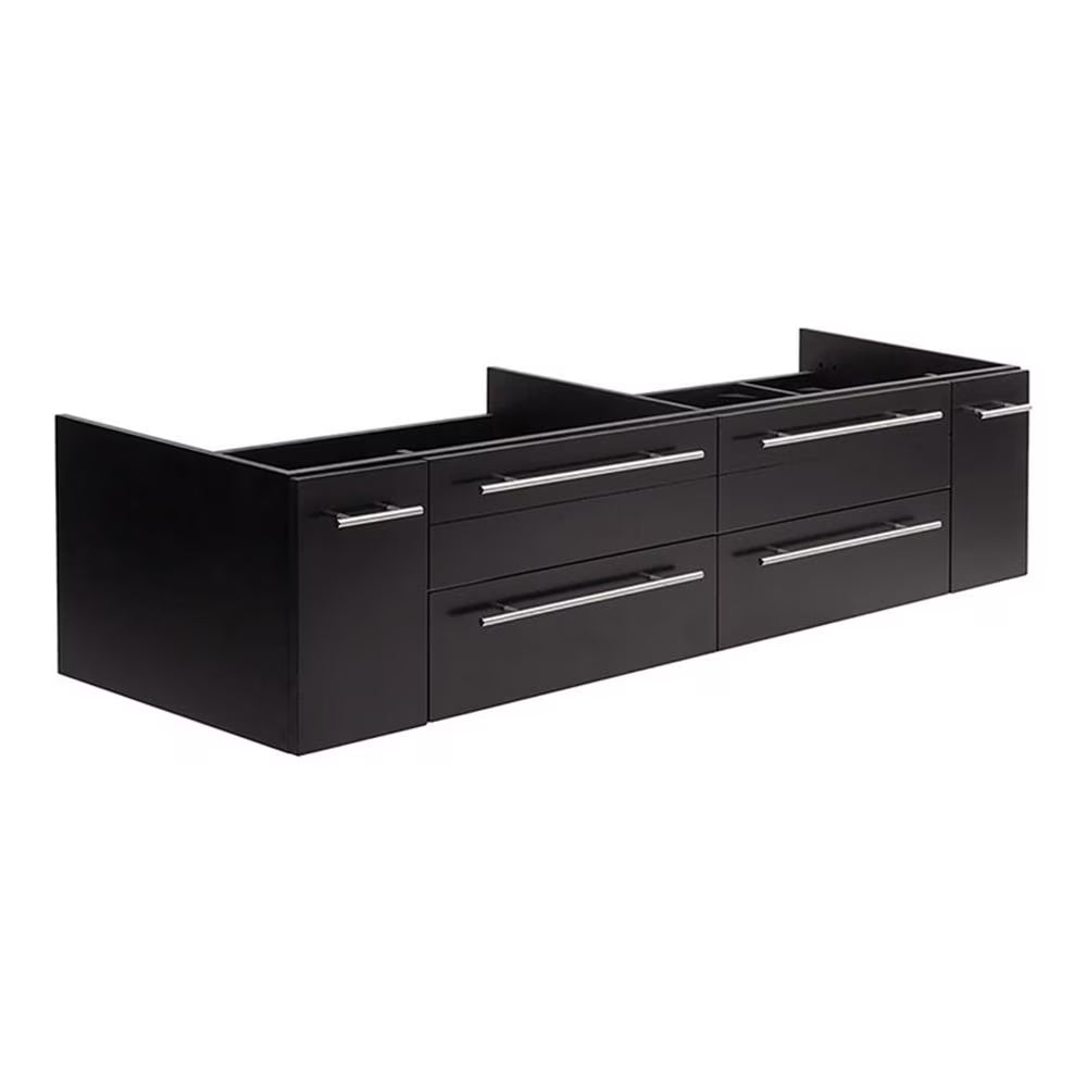 Pemberly Row 72" Wall Hung Double Undermount Sink Bathroom Cabinet in Espresso