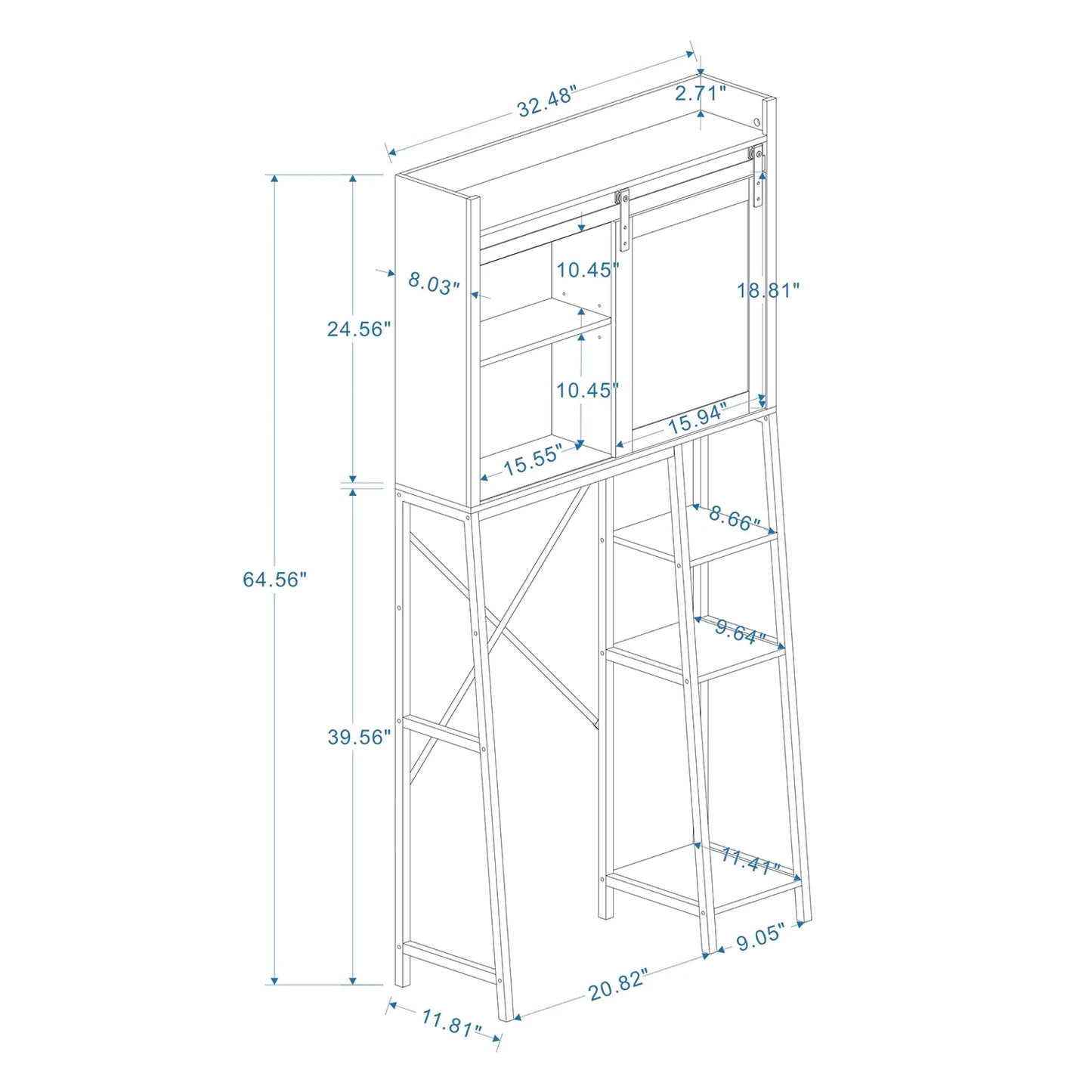 Royard Oaktree Farmhouse Over The Toilet Storage Cabinet, Bathroom Shelves Storage Organizer&nbsp;with Sliding Barn Door, Adjustable Shelves, and Storage Racks, White