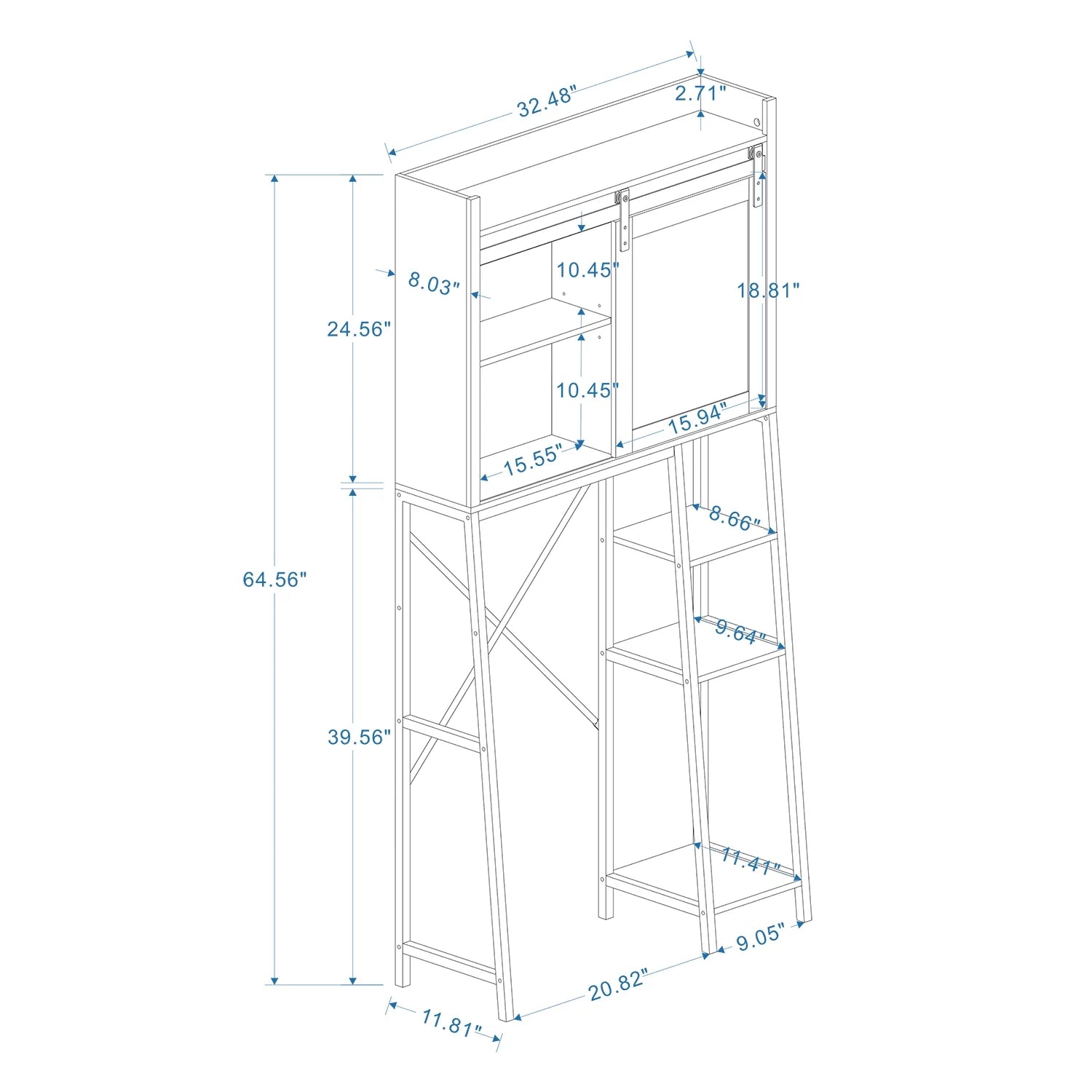 Royard Oaktree Farmhouse Over The Toilet Storage Cabinet, Bathroom Shelves Storage Organizer&nbsp;with Sliding Barn Door, Adjustable Shelves, and Storage Racks, White
