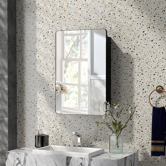 Gymax 20 x30 Inch Bathroom Mirror Cabinet w/ Aluminum Frame Adjustable Shelves