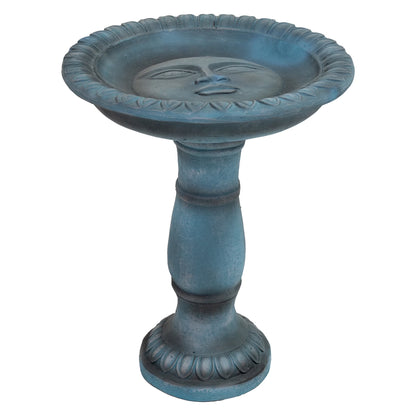 Sunnydaze Facade du Soleil Freestanding Glass Fiber Reinforced Concrete Outdoor Bird Bath, Blue