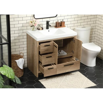 36 inch single bathroom vanity in natural oak