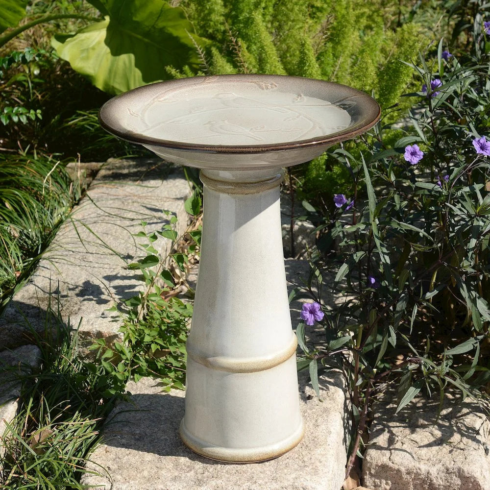 Hi-Line Gift Ltd. Ceramic Birdbath - Ivory Elegance