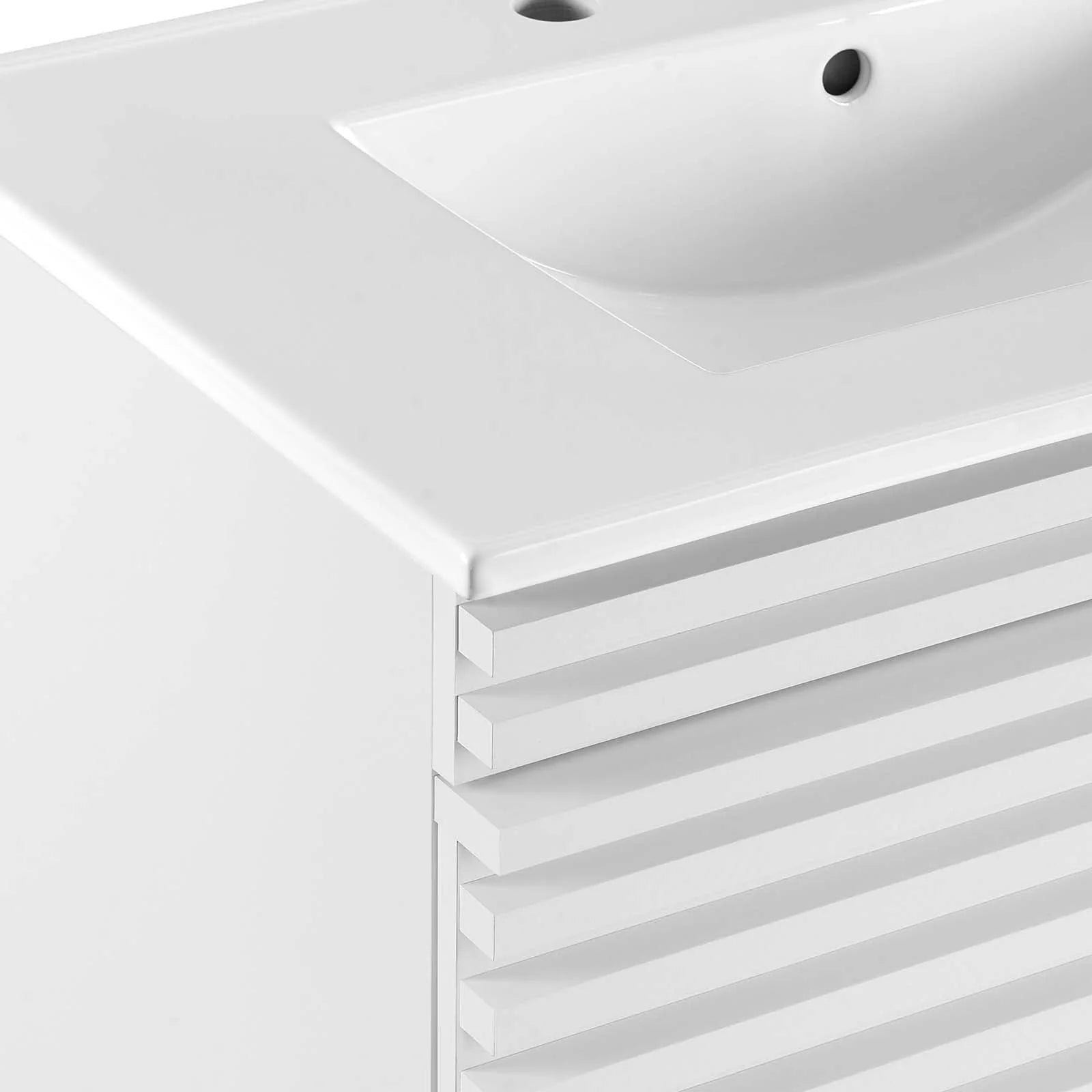 Modway Render 30" Wall-Mount Bathroom Vanity in White White