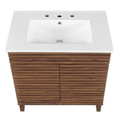 Modway Render 30" Bathroom Vanity Cabinet in Walnut White