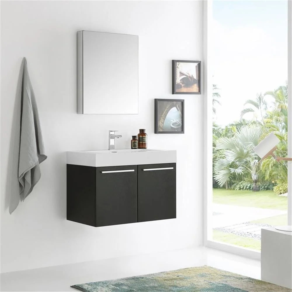 Vista 30"Black Wall Hung Bathroom Vanity & Medicine Cabinet