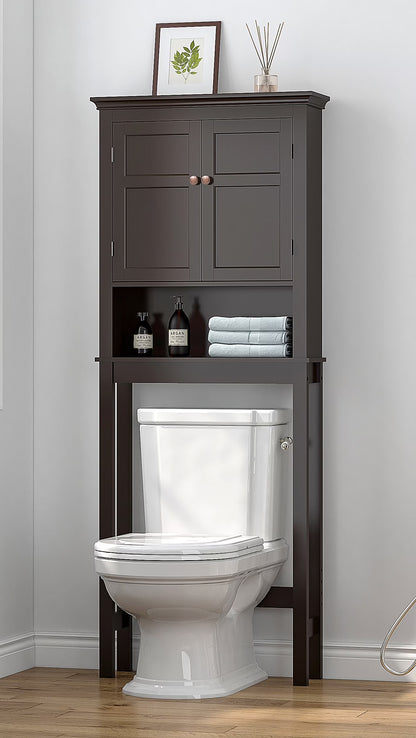 UTEX Bathroom Storage Over The Toilet, Bathroom Cabinet Organizer with Adjustable Shelves, Bathroom Space Saver for Bathroom, White