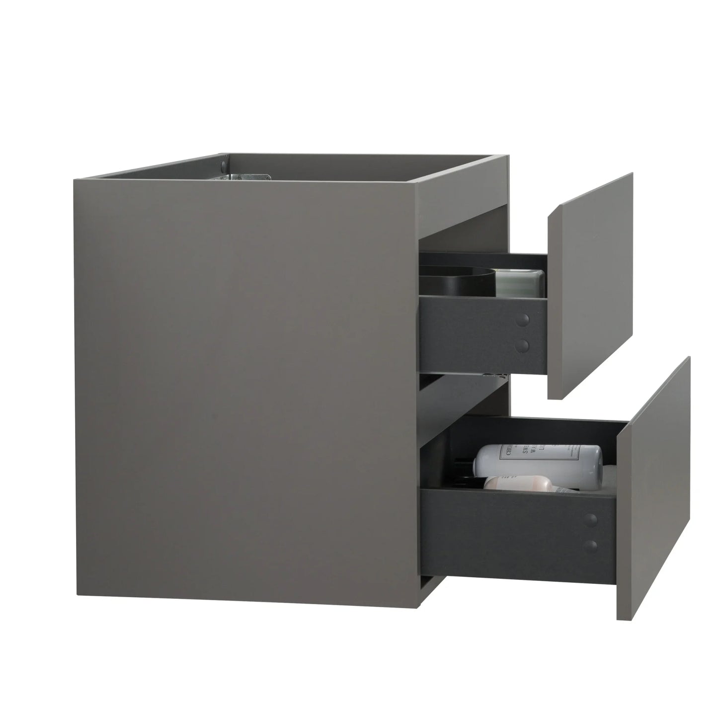 Wall Mount Bathroom Cabinet Without Basin, Gray Two-Drawer Storage Unit with Pre-Assembled Design for Space-Saving Modern Bathrooms