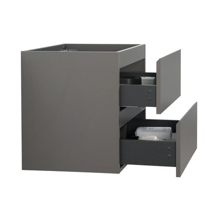 Wall Mount Bathroom Cabinet Without Basin, Gray Two-Drawer Storage Unit with Pre-Assembled Design for Space-Saving Modern Bathrooms