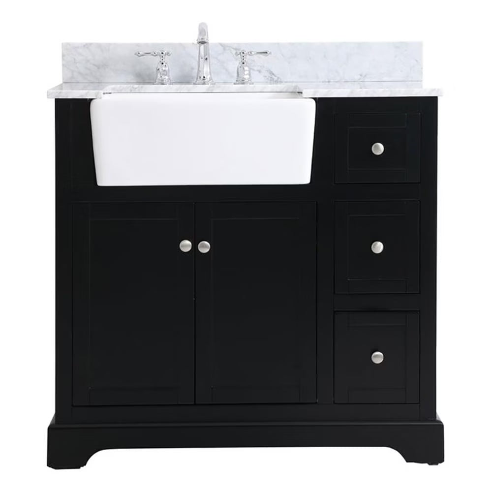 Elegant Decor Franklin 36" MDF Single Bathroom Vanity with Backsplash in Blue