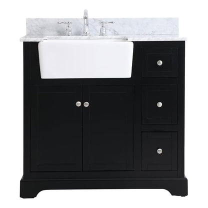 Elegant Decor Franklin 36" MDF Single Bathroom Vanity with Backsplash in Blue